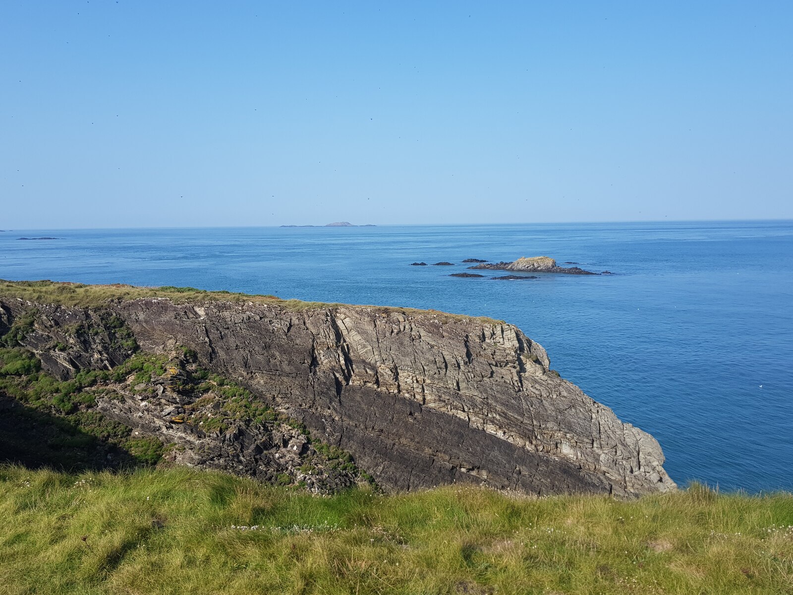Cliffs and offshore islands on the Pembrokeshire Coast Path, Wales