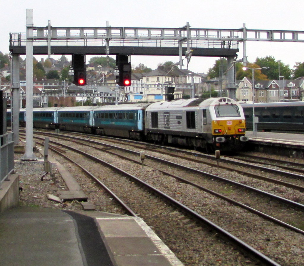 Passengers waiting at a railway platform in the United Kingdom